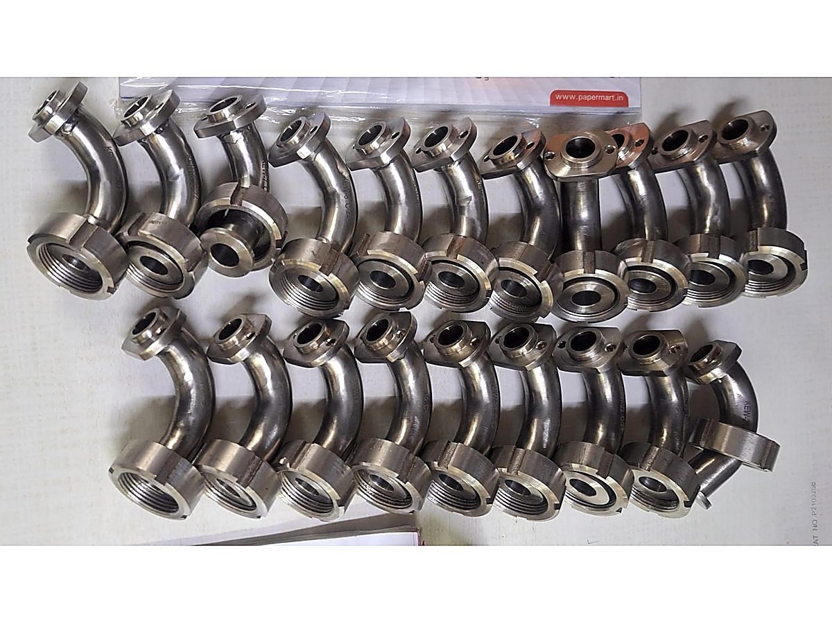 Custom stainless steel bend assembly with union and flange end connections