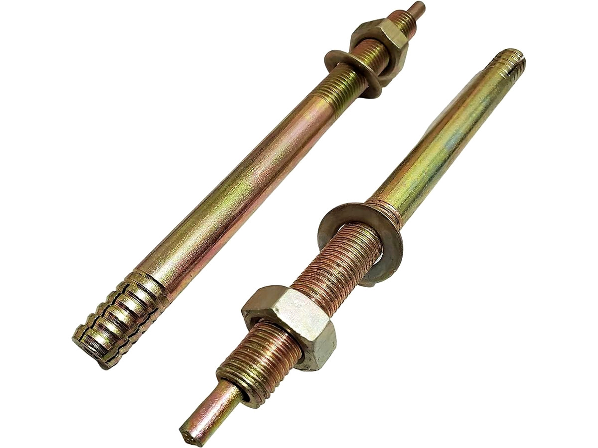Pin-type expansion anchor fasteners in gold-tone plated steel